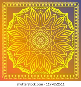 Floral pattern, colour scarf design. For design of carpet, shawl, pillow, cushion. Vector illustration.