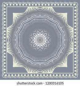 Floral pattern, colour scarf design. For design of carpet, shawl, pillow, cushion. Vector illustration.