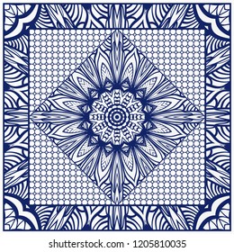 Floral pattern, colour scarf design. For design of carpet, shawl, pillow, cushion. Vector illustration.