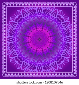 Floral pattern, colour scarf design. For design of carpet, shawl, pillow, cushion. Vector illustration.