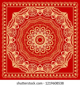 Floral pattern, colour scarf design. For design of carpet, shawl, pillow, cushion. Vector illustration.