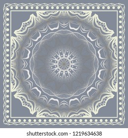 Floral pattern, colour scarf design. For design of carpet, shawl, pillow, cushion. Vector illustration.