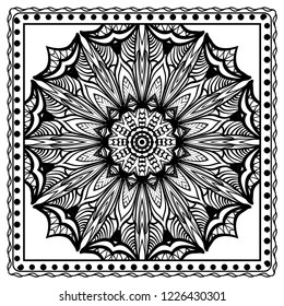 Floral pattern, colour scarf design. For design of carpet, shawl, pillow, cushion. Vector illustration.