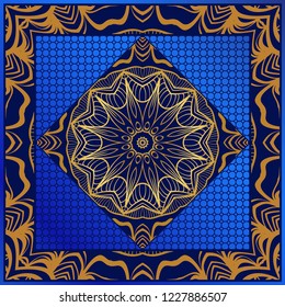 Floral pattern, colour scarf design. For design of carpet, shawl, pillow, cushion. Vector illustration.