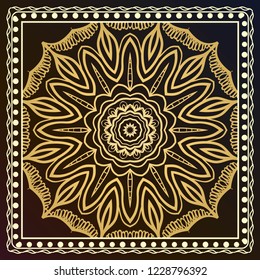 Floral pattern, colour scarf design. For design of carpet, shawl, pillow, cushion. Vector illustration.