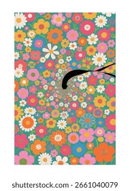 Patrón floral que combina surrealismo y abstracción