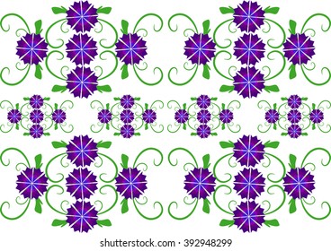 floral pattern with cornflowers on a White background