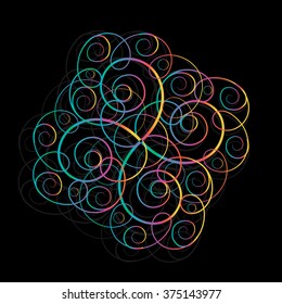 Floral pattern from curls. Colorful ornament