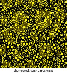 Floral pattern with cute daisy flowers and monochrome pansies.Seamless. - Vector