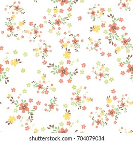 Floral pattern. Cute seamless flowers. Endless background for textile, wallpapers, wrapping, paper. 