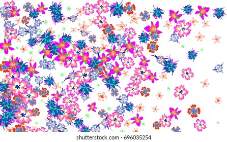 Floral Pattern with Cute Small Flowers. Bright Natural Background for Banner, Poster, Card or Invitation. Little Random Pattern