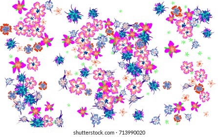Floral Pattern with Cute Small Flowers. Bright Natural Background for Banner, Poster, Card or Invitation. Little Random Pattern
