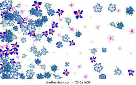 Floral Pattern with Cute Small Flowers. Bright Natural Background for Banner, Poster, Card or Invitation. Little Random Pattern