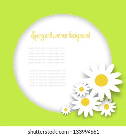 floral pattern of daisies on a green background