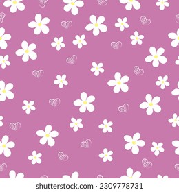 Floral pattern. Daisies on a lilac background.High quality vector illustration.