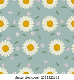 Floral pattern daisy flower with green background color illustration vector design