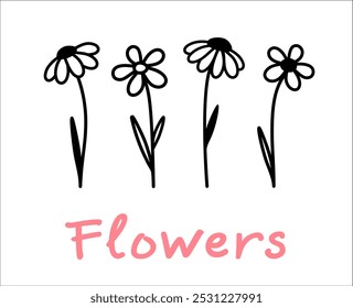 Floral pattern with daisy, wildflowers and flowers
