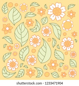 floral pattern of daisy yellow leaves