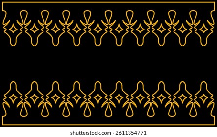 floral pattern with dark background. traditional pattern of sumatera with golden line art