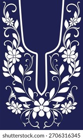 Floral pattern decorated on the collar, white flowers