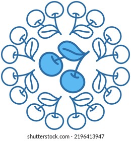 Blumenmuster zum Dekorieren von Keramikfliesen im spanischen Azulejo-Stil, blaue Vektorgrafik, symmetrisches Quadrat
