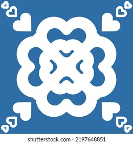 Floral pattern for decorating ceramic tiles in Spanish Azulejo style, blue vector illustration symmetrical square