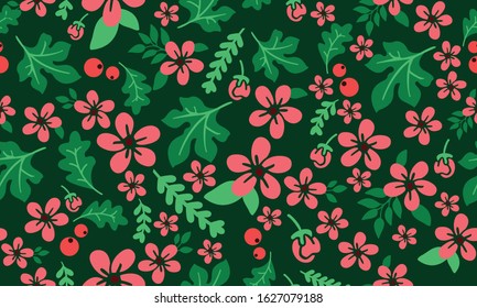 Floral pattern decoration background for Christmas card, with beautiful leaf and flower drawing.