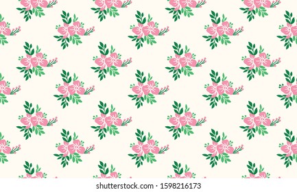 Floral pattern decoration background for Valentine card, with leaf flower unique drawing.