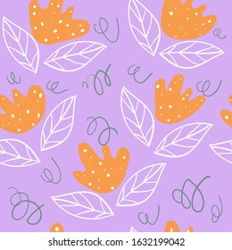 floral  pattern for decoration interior, print posters, greeting card, business banner, wrapping in modern scandinavian style in vector. Doodle style.  Scandinavian style