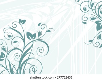 Floral pattern with decorative branch. Vector illustration.