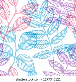 Floral pattern. Decorative leaves. Seamless background vector illustration