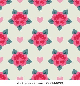 Floral pattern with decorative roses