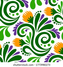 Blumenmuster. Dekoratives, nahtloses Element. Vektorgrafik.