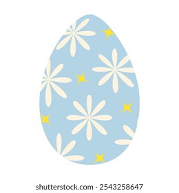 Floral pattern and decorative stars Easter Egg decor in trendy soft shades. Greeting design element