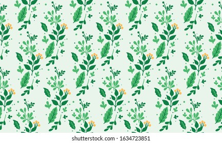 Floral pattern design background for spring, with leaf and flower cute design.