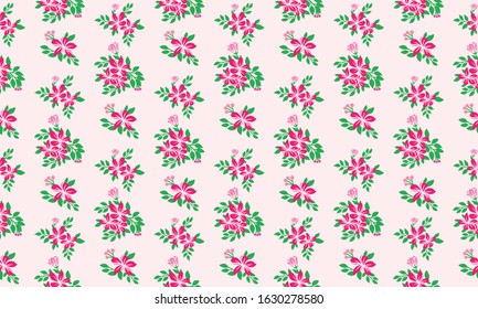 Floral pattern design background for Valentine card, with leaf and flower unique design.