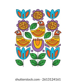 floral pattern design with bird, flower