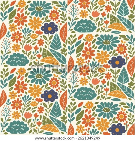 Floral Pattern Design with Colorful Flowers
