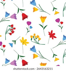 Floral pattern design. Flower and leaves background. Abstract nature art texture. Vector illustration