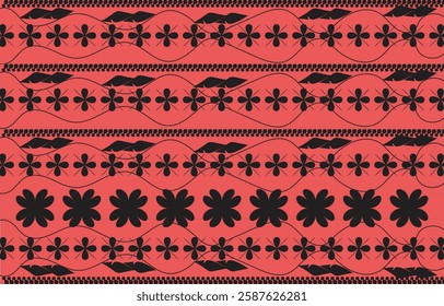 Floral pattern design isolated on a light red background. vector Pattern
