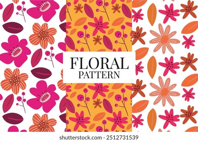 floral pattern design pink orange abstract flowers