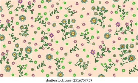 Floral Pattern Design, Spring and Summer Fabric Print, Wallpaper Background, Home Decor Illustration, Craft Project Material, Textile Art