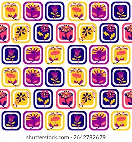 Floral pattern design studio digital art vibrant colors top view creative concept for modern interiors
