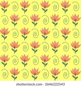 Floral pattern design studio digital art vibrant environment top view nature inspiration, seamless pattern