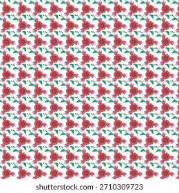 Diseño de patrón floral con flores estilizadas y follaje sobre fondo blanco