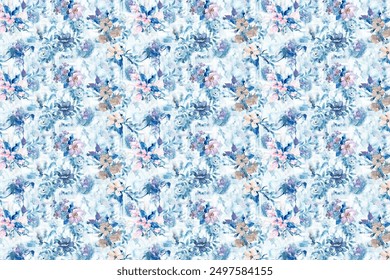 floral pattern design. Trendy millefleurs. Elegant template for fashion prints.