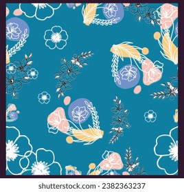  floral pattern. Design for wallpaper, wrapping paper, background, fabric. Vector seamless pattern with decorative climbing flowers.	
