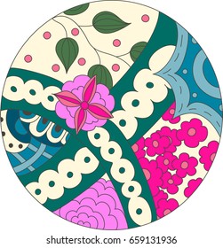 Floral pattern in doodle style with flowers. 