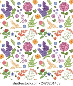 Floral pattern in Doodle style seamless. vector illustration