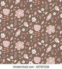 Floral pattern. Doodle. Vector.